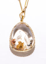 Quartz Crystal Cranes Standing on a Tree Intaglio-Neck Pendant-Gretchen Ventura