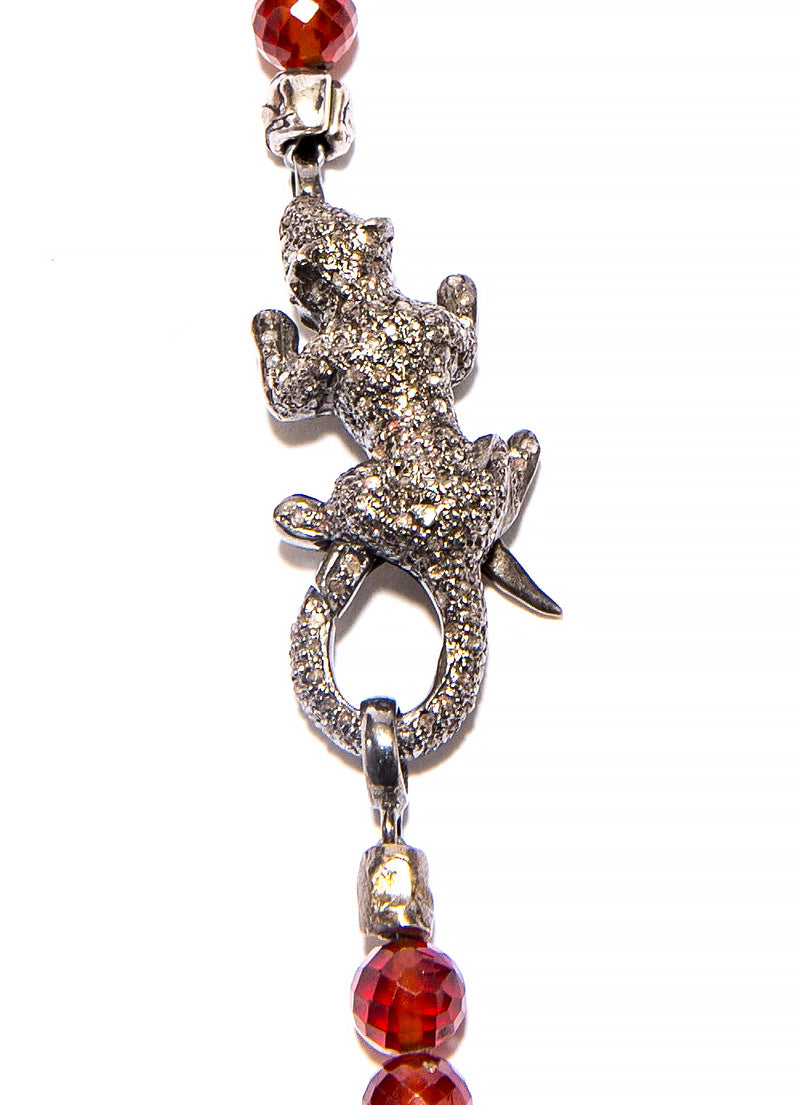 Hessonite Garnet Necklace w/Diamond Panther Clasp-Necklaces-Gretchen Ventura