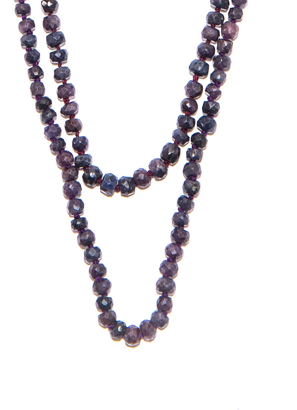 Hand Knotted Faceted Purple Sapphire Necklace-Necklaces-Gretchen Ventura