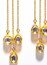 Rose Cut Gold Plate Triple Drops-Earrings-Gretchen Ventura