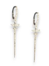 14K Gold & Diamond Sword Drop Earring-Earrings-Gretchen Ventura