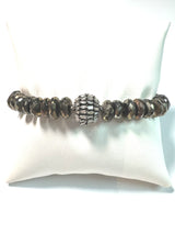 Bronze Plated Pyrite & Diamond Baguette Bracelet-Bracelets-Gretchen Ventura