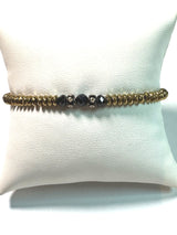 Gold Plated Hematite, Black Spinel & Diamond Enamel Bead Bracelet-Bracelets-Gretchen Ventura
