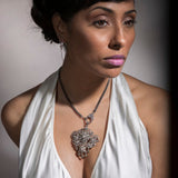 Vintage Sterling & Diamond Pendant on Snake Chain-Necklaces-Gretchen Ventura