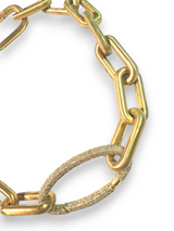 360 Degree Gold Plate & Diamond Rockstar Link connector Necklace-Necklaces-Gretchen Ventura