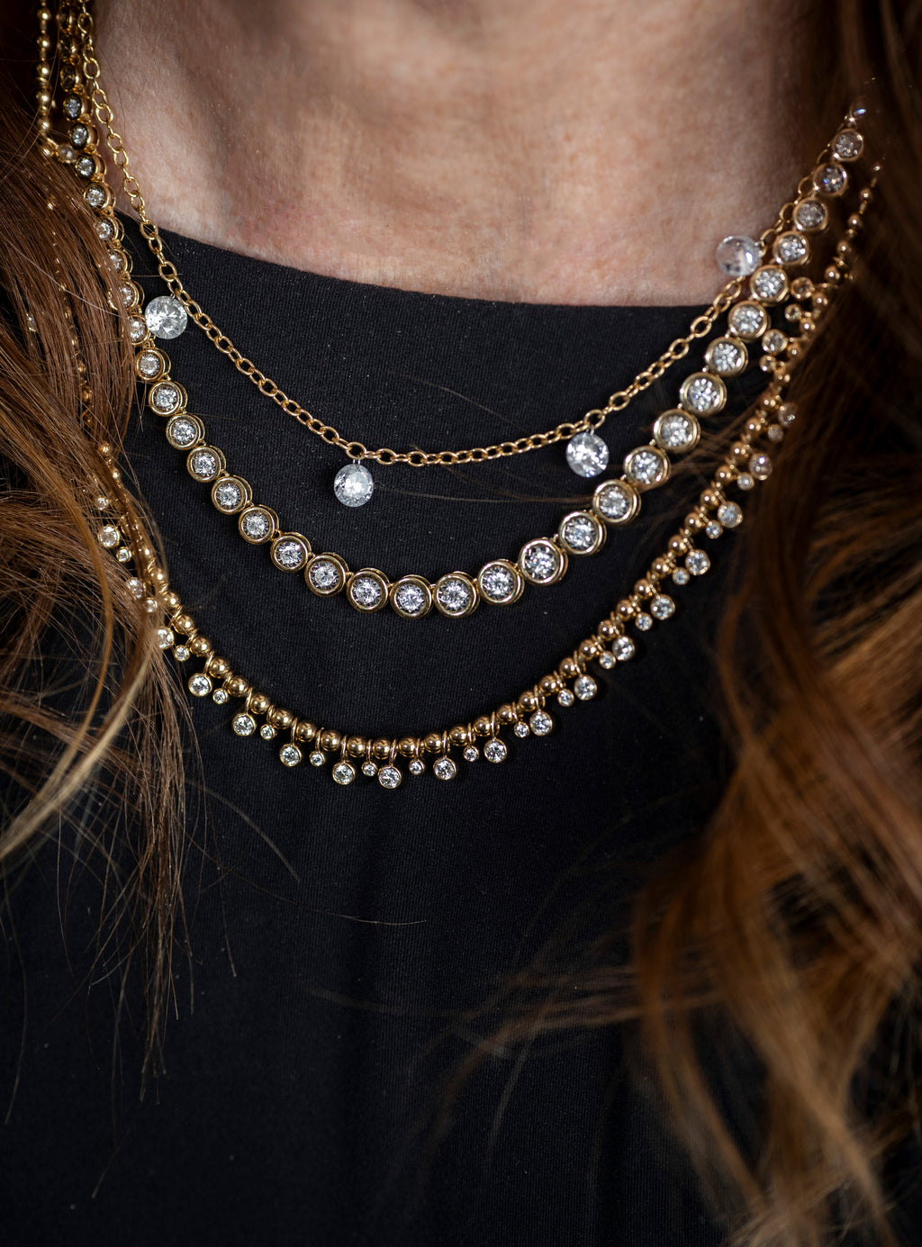 Gold Ball Chain w/ Diamond Drops – Gretchen Ventura LLC.