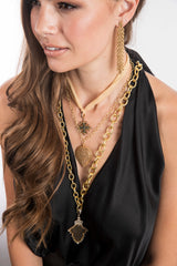 18K Faceted Champagne Diamond Teardrop-Neck Pendant-Gretchen Ventura