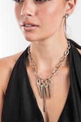 Raw Diamond Sliced 5 Warrior Silver Spears Necklace-Necklaces-Gretchen Ventura