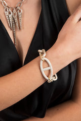 Diamond Rockstar Sterling Oval H Link Bracelet-Bracelets-Gretchen Ventura