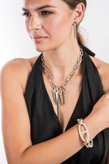 Diamond Rockstar Sterling Oval H Link Bracelet-Bracelets-Gretchen Ventura