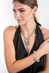 Raw Diamond Sliced 5 Warrior Silver Spears Necklace-Necklaces-Gretchen Ventura