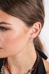 14K Gold & Diamond Sword Drop Earring-Earrings-Gretchen Ventura