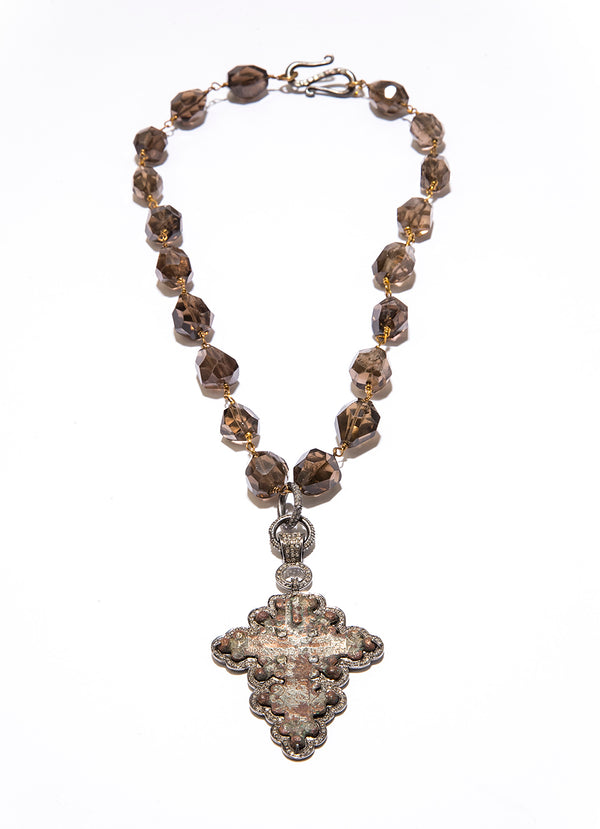 Hand Faceted Smoky Topaz Necklace-Chain-Gretchen Ventura