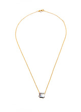 14K Gold & Emerald Shaped Diamond Solitaire-Necklaces-Gretchen Ventura