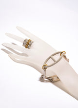 Diamond Rockstar Sterling Oval H Link Bracelet-Bracelets-Gretchen Ventura