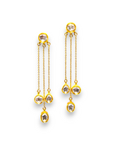 Rose Cut & Gold Plate Triple Drops-Earrings-Gretchen Ventura