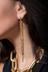 Gold Plated Pyrite Macrame Earrings on Rose Cut & Diamond Post (5" or 5.5") #3404-Earrings-Gretchen Ventura