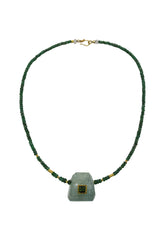 Faceted Emerald Necklace w/24K Gold Aquamarine & Tourmaline Nugget-Necklaces-Gretchen Ventura