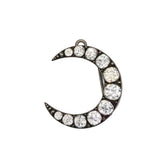 Victorian Sterling Silver Crescent Moon Pendant w/Paste Diamonds-Neck Pendant-Gretchen Ventura