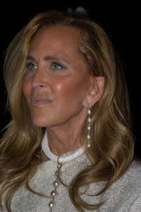 Freshwater Pearl & Sterling Silver Rosary Chain Earrings-Earrings-Gretchen Ventura