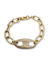 14K Gold & Diamond Connector & Link Chain Bracelet-Bracelets-Gretchen Ventura