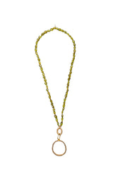 Peridot Necklace w/Matte Gold & Diamond Oval Clasp-Necklaces-Gretchen Ventura