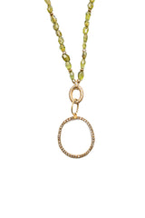 Peridot Necklace w/Matte Gold & Diamond Oval Clasp-Necklaces-Gretchen Ventura