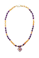 Tear Drop Faceted Amethyst & Citrine w/ 14K Gold, Amethyst & Citrine Pendant-Necklaces-Gretchen Ventura