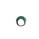 Emerald & Rhodium Plated Saucer Ring-Rings-Gretchen Ventura