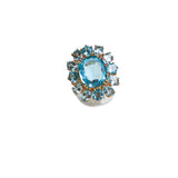 Blue Topaz Gold Plate Cocktail Ring-Rings-Gretchen Ventura