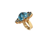 Blue Topaz Gold Plate Cocktail Ring-Rings-Gretchen Ventura