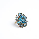 Blue Topaz Gold Plate Cocktail Ring-Rings-Gretchen Ventura