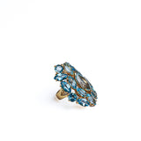 Blue Topaz Gold Plate Shield Cocktail Ring-Rings-Gretchen Ventura