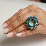 Blue Topaz Gold Plate Cocktail Ring-Rings-Gretchen Ventura