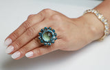 Blue Topaz Gold Plate Cocktail Ring-Rings-Gretchen Ventura