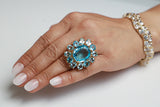 Blue Topaz Gold Plate Cocktail Ring-Rings-Gretchen Ventura