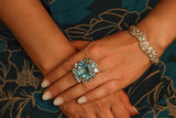 Blue Topaz Gold Plate Cocktail Ring-Rings-Gretchen Ventura