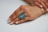 Blue Topaz Gold Plate Shield Cocktail Ring-Rings-Gretchen Ventura