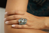 Blue Topaz Gold Plate Shield Cocktail Ring-Rings-Gretchen Ventura