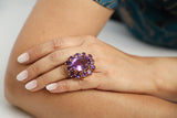 Amethyst Gold Plate Cocktail Ring-Rings-Gretchen Ventura