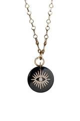 18K Gold Evil eye on Onyx Pendant-Neck Pendant-Gretchen Ventura