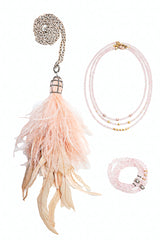 Pink Feather Tassel Necklace-Necklaces-Gretchen Ventura