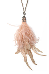 Pink Feather Tassel Necklace-Necklaces-Gretchen Ventura