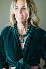 Cameo w/ Malachite & Sapphire in Gold Plate-Neck Pendant-Gretchen Ventura