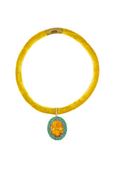 Citrine, Blue London Topaz & Emerald Oval Pendant-Neck Pendant-Gretchen Ventura