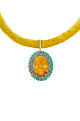 Citrine, Blue London Topaz & Emerald Oval Pendant-Neck Pendant-Gretchen Ventura