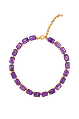 Faceted Rectangle Amethyst Riviere Necklace-Necklaces-Gretchen Ventura