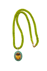 Citrine, Blue London Topaz & Emerald Oval Pendant-Neck Pendant-Gretchen Ventura