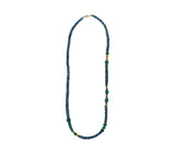 Faceted Blue London Topaz & Hand Carved Emerald Necklace-Necklaces-Gretchen Ventura