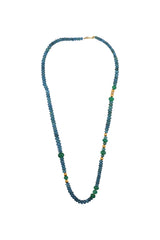 Faceted Blue London Topaz & Hand Carved Emerald Necklace-Necklaces-Gretchen Ventura